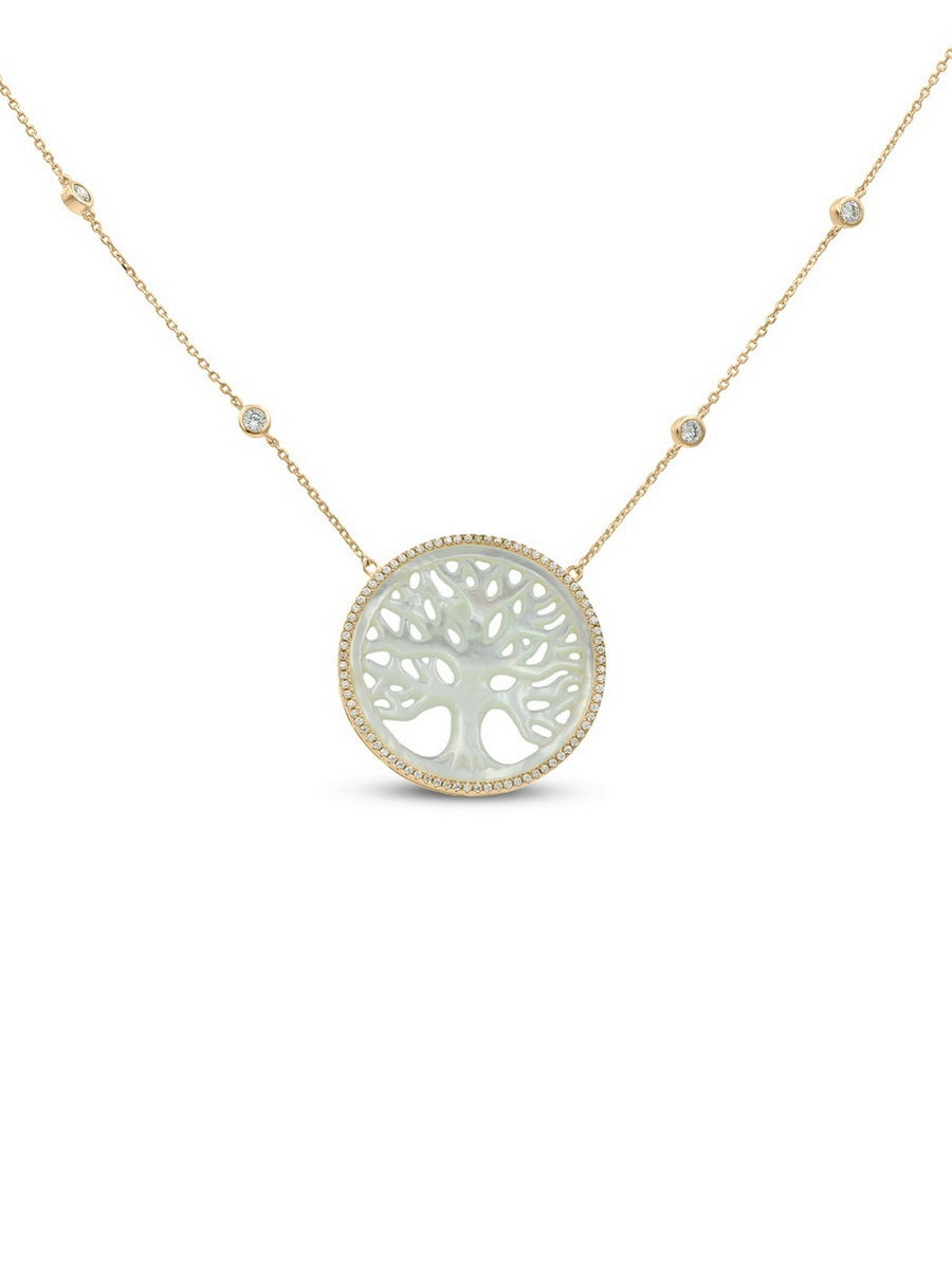 925 Sterling Silver Mother of Pearl Life Tree Necklaces-Jewelry