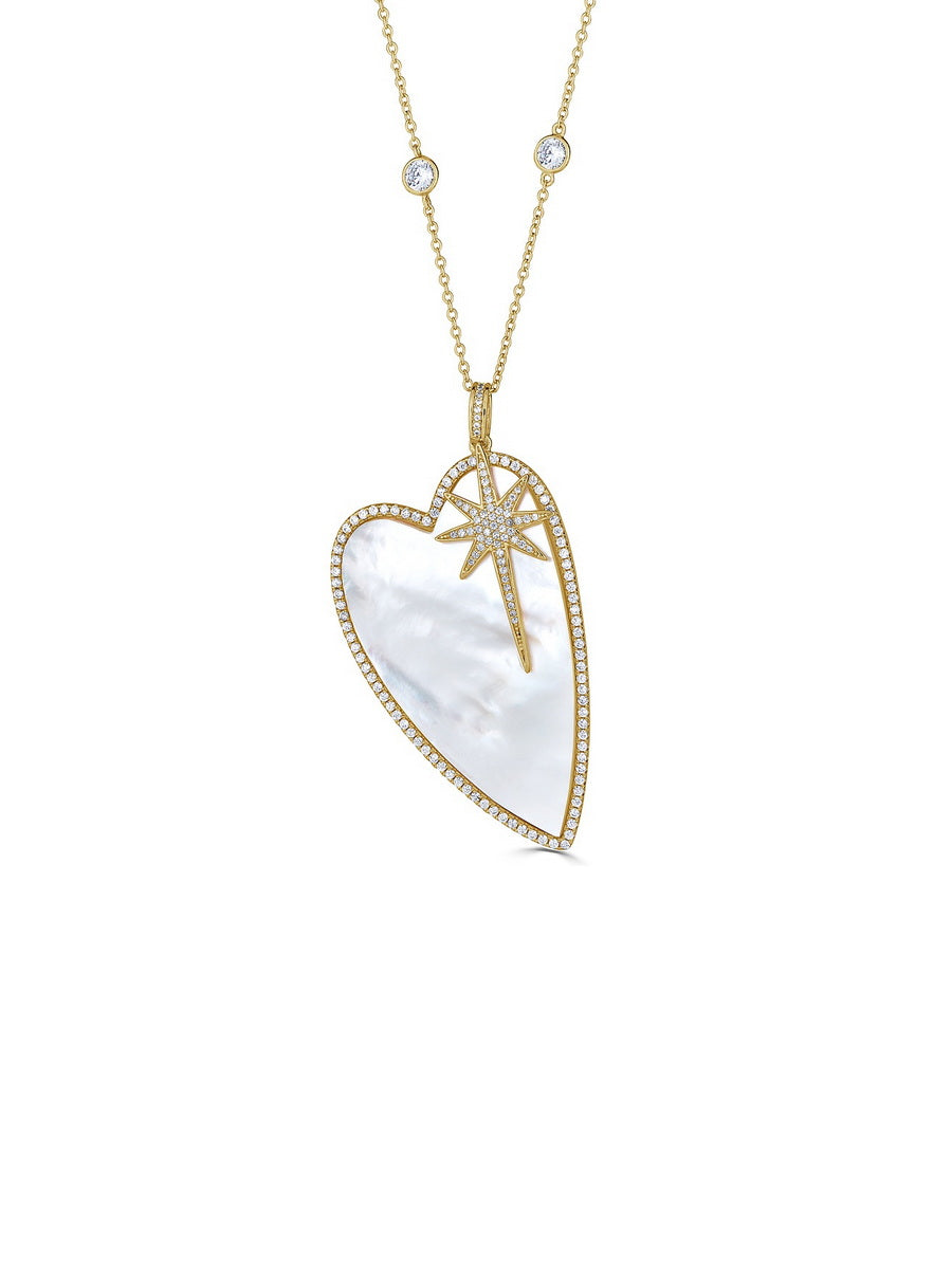 925 Sterling Silver Mother of Pearl Heart Necklaces
