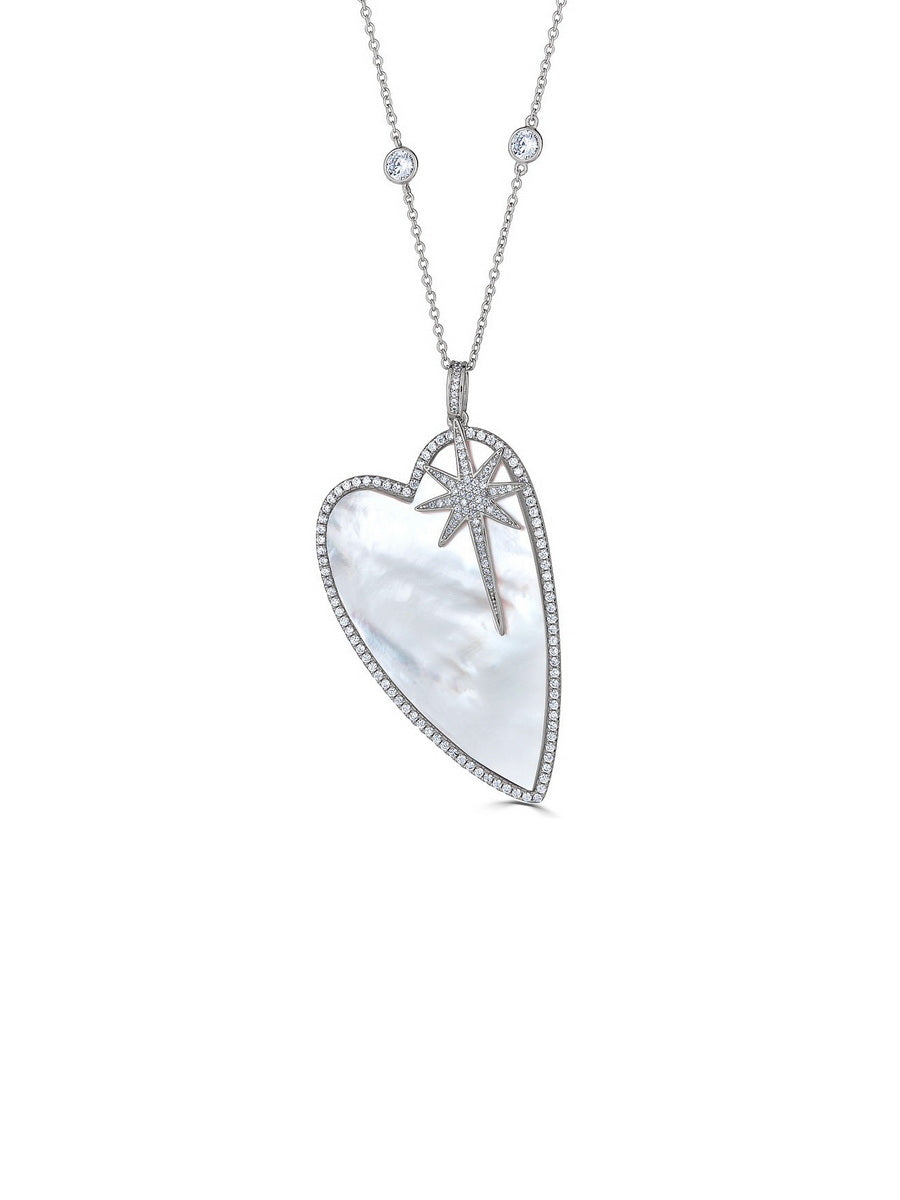 925 Sterling Silver Mother of Pearl Heart Necklaces