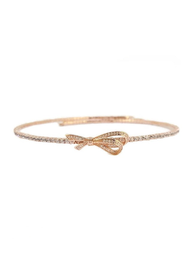 925 Silver Bowtie Stretchable Choker Necklace