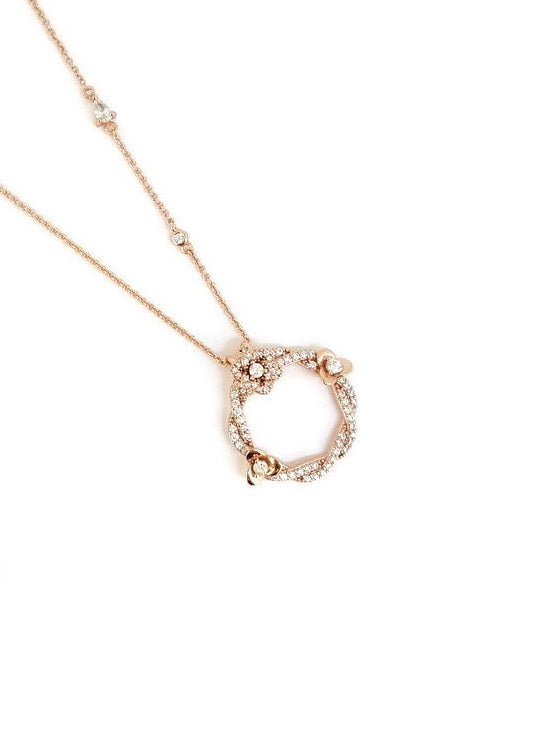 925 Sterling Silver CZ Flower Necklace