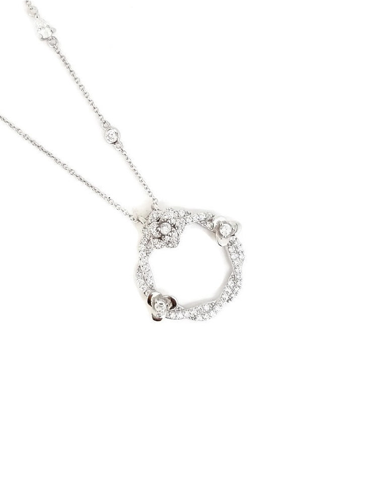 925 Sterling Silver CZ Flower Necklace
