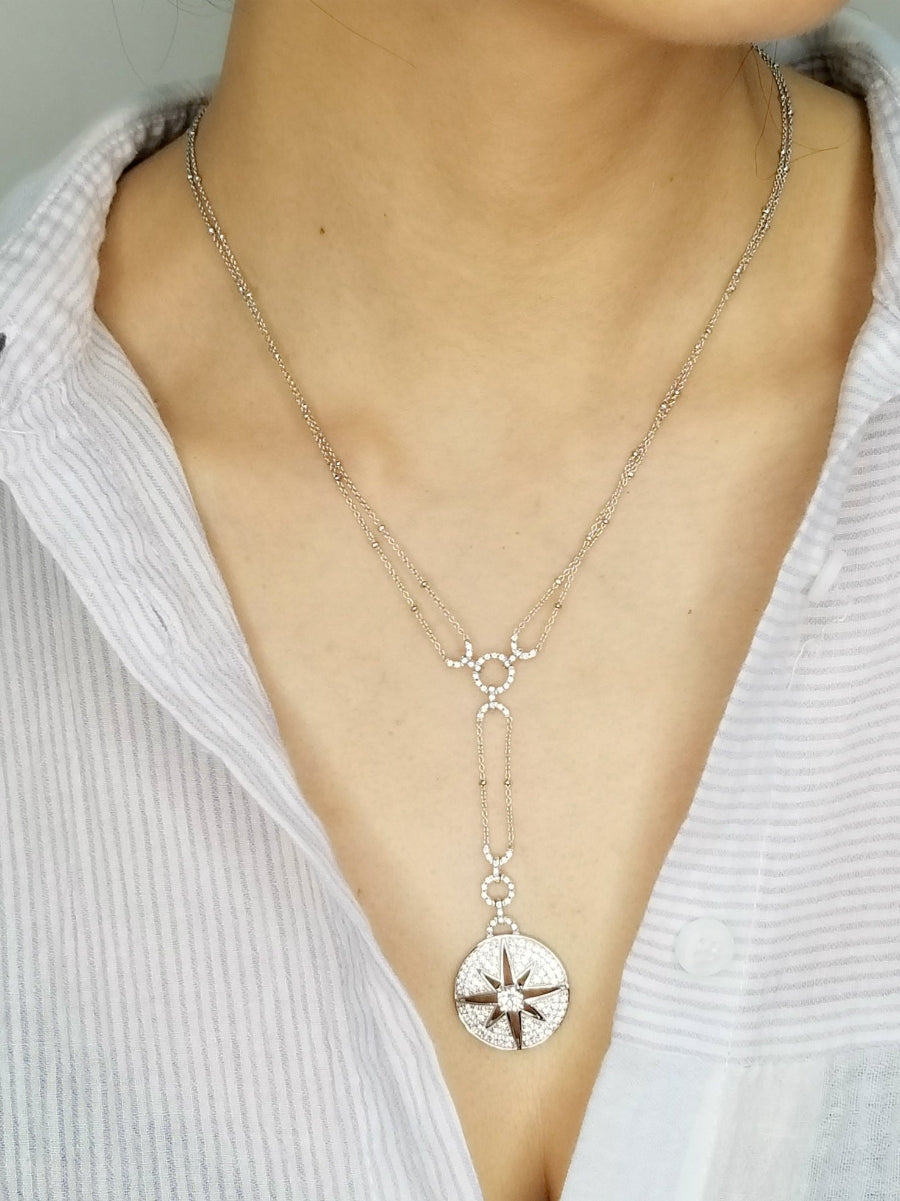 925 Sterling Silver CZ Star Necklace