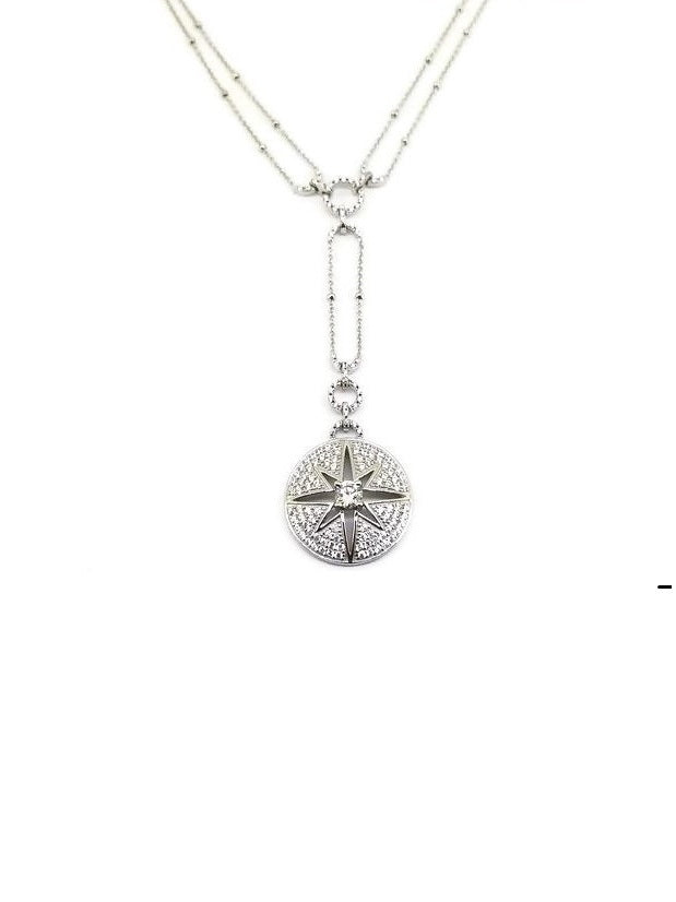 925 Sterling Silver CZ Star Necklace