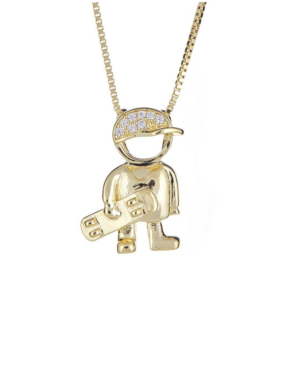 925 Sterling Silver CZ Boy Necklace