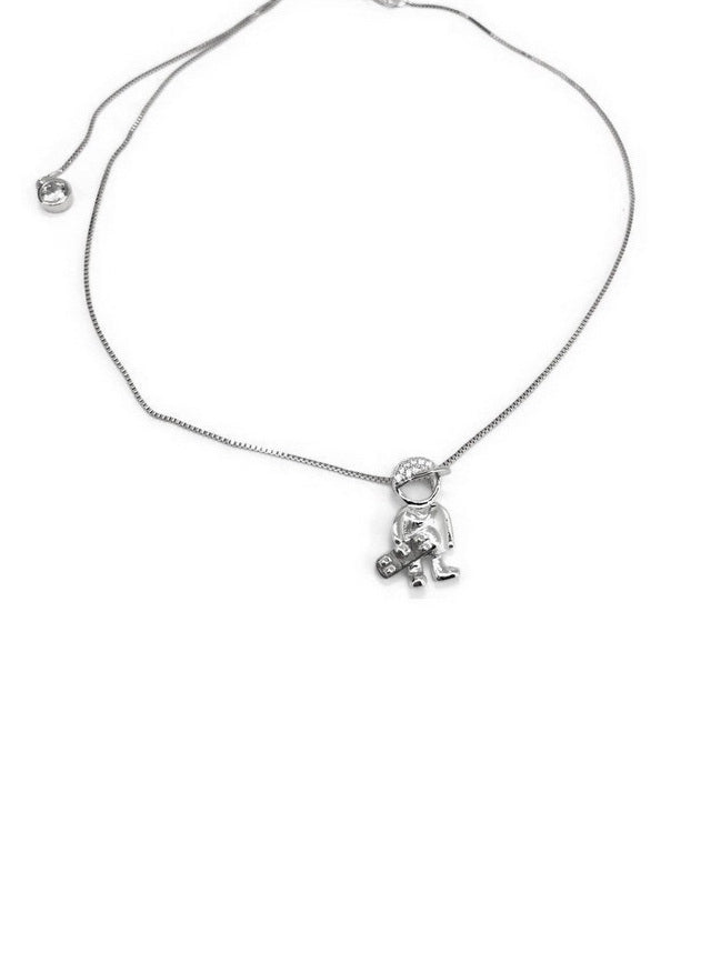 925 Sterling Silver CZ Boy Necklace