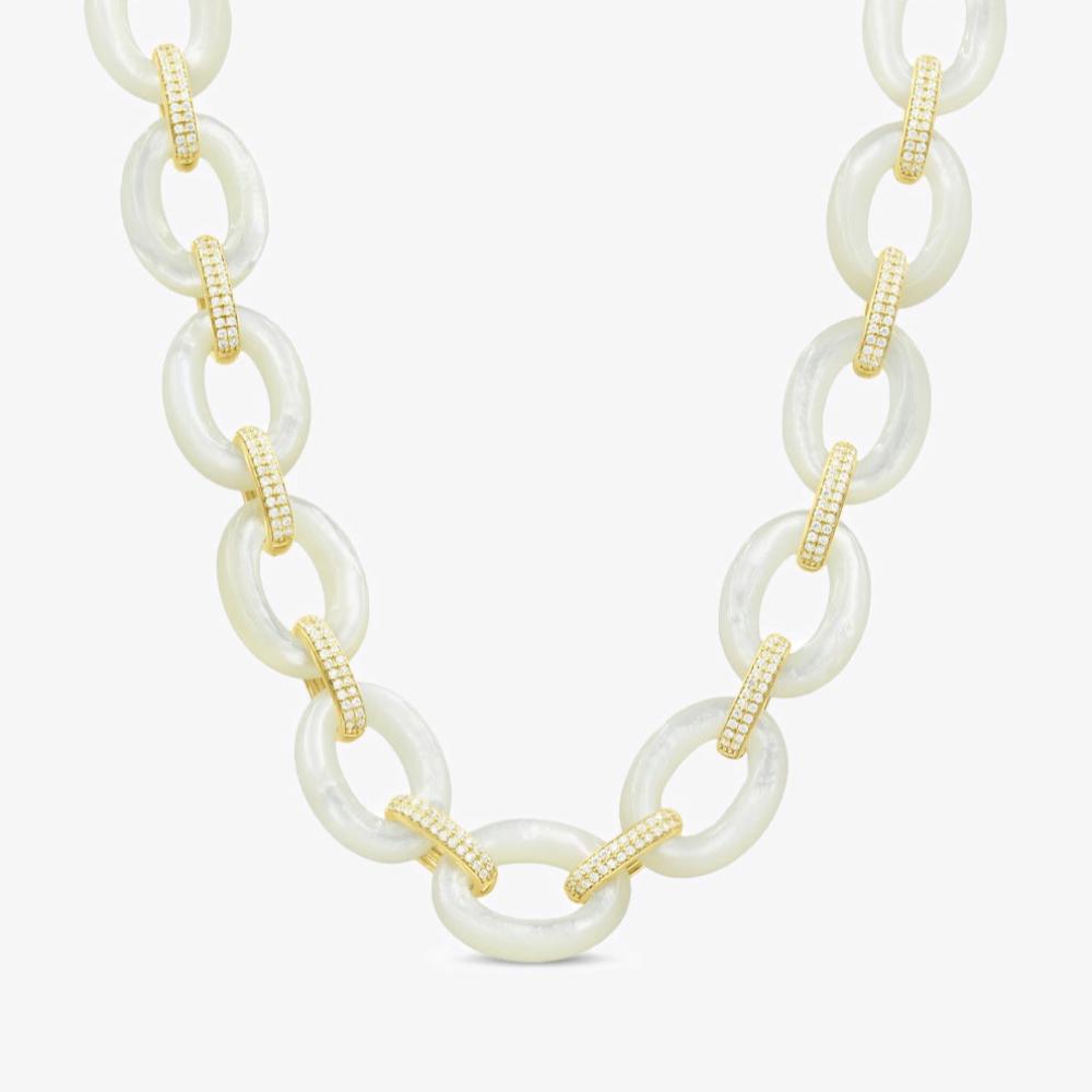 925 Sterling Silver MOP Chunky Chain Necklaces