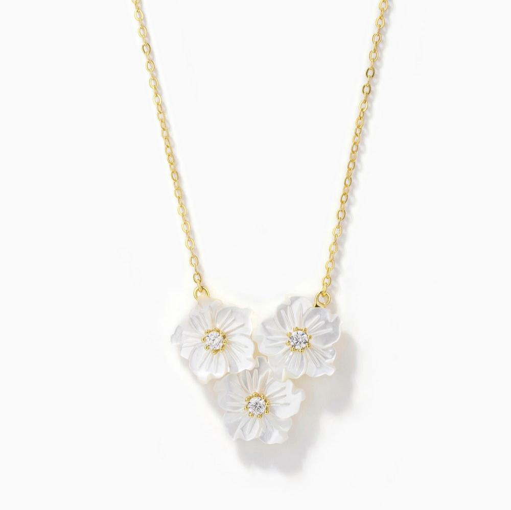 925 Sterling Silver MOP Elegant Flower Necklaces
