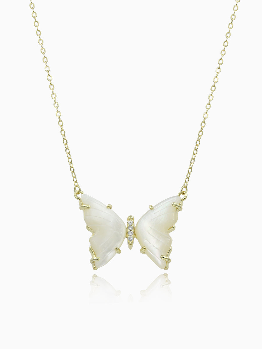 925 Silver Butterfly MOP Necklaces