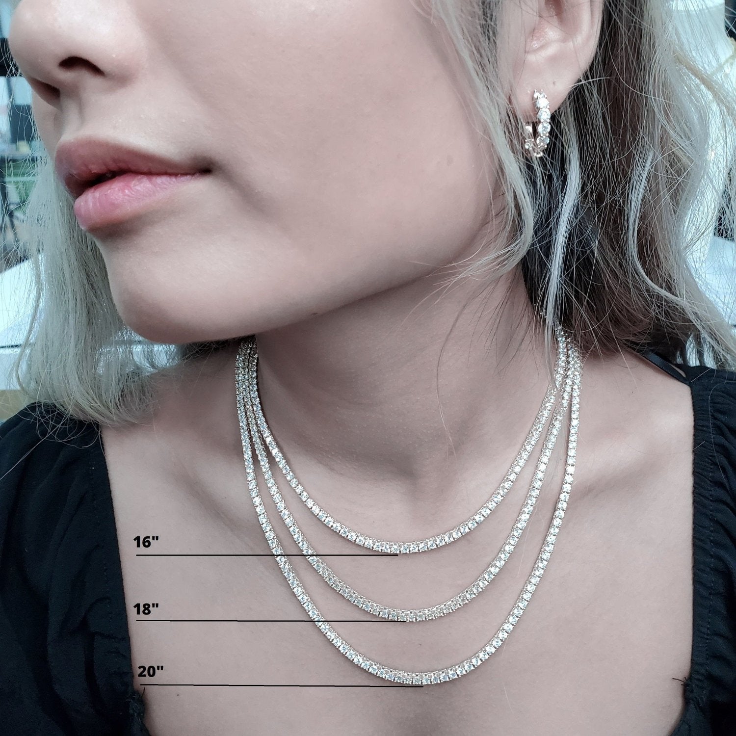4mm CZ 925 Sterling Silver Tennis Necklace