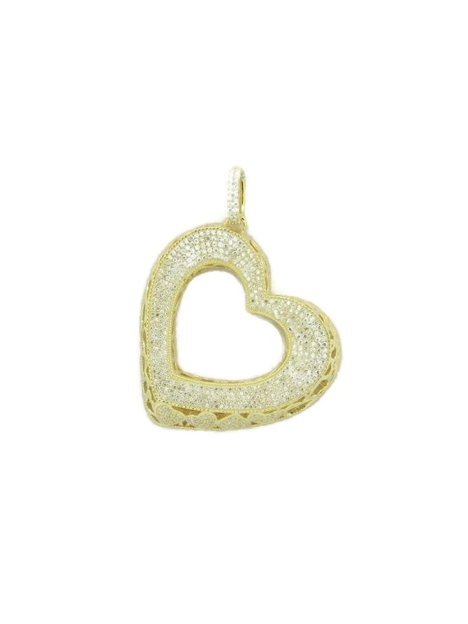 925 Sterling Silver CZ Pave Heart Pendant