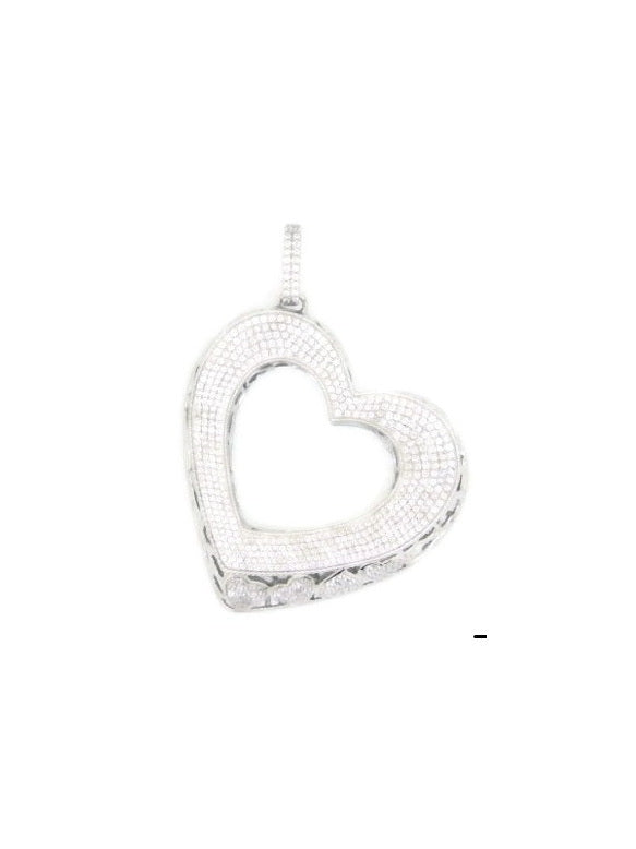 925 Sterling Silver CZ Pave Heart Pendant