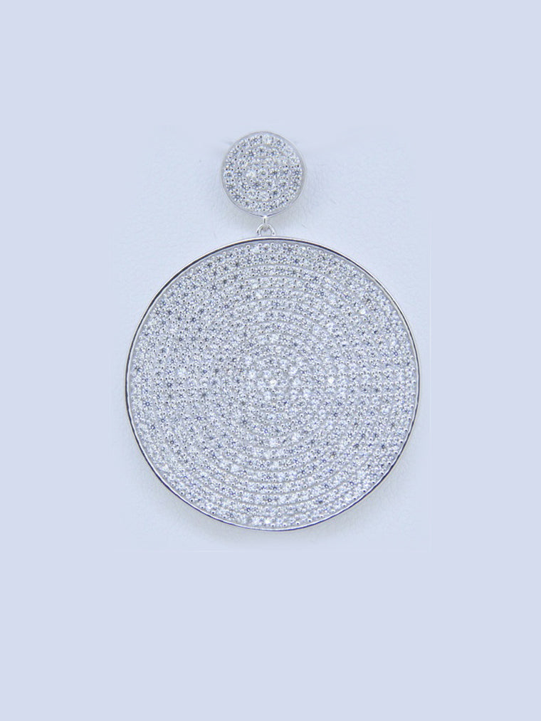 925 Sterling Silver CZ Pave Circle Pendant