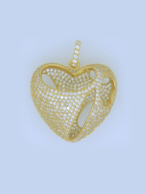 925 Sterling Silver CZ Pave Heart Pendant