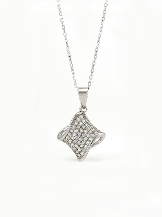 925 Sterling Silver CZ Pave Necklace