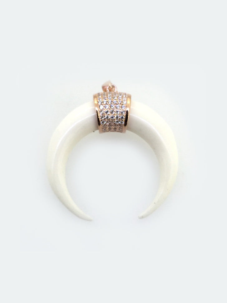 925 Sterling Silver CZ Horn Pendant