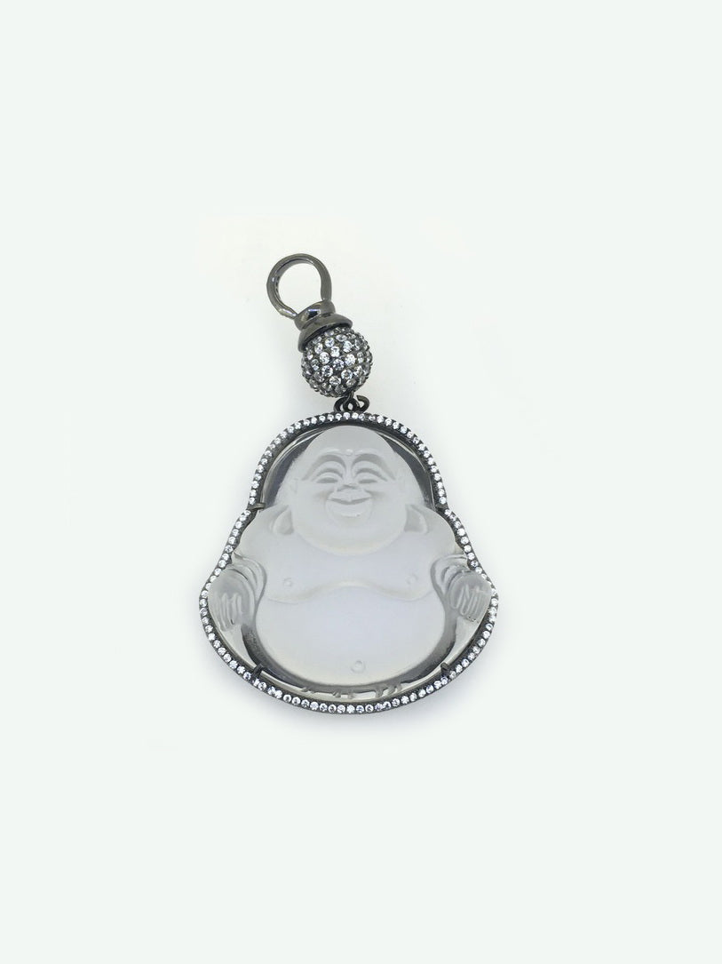 925 Sterling Silver Buddha CZ Large Pendant