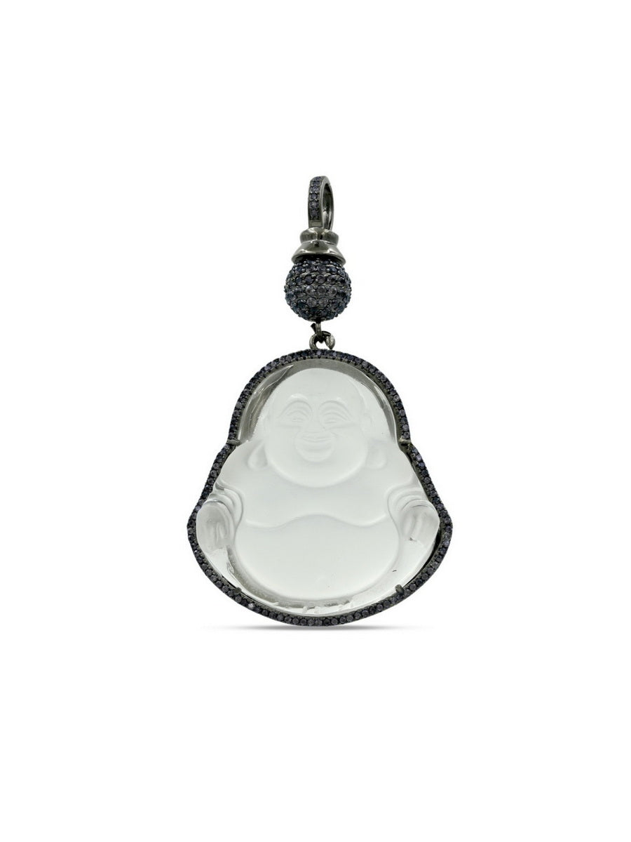 925 Sterling Silver Buddha CZ Large Pendant