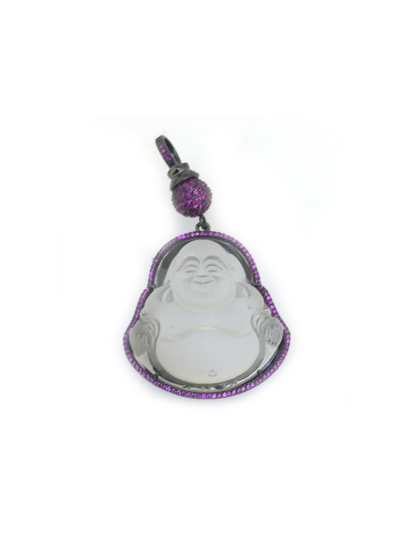 925 Sterling Silver Buddha CZ Large Pendant
