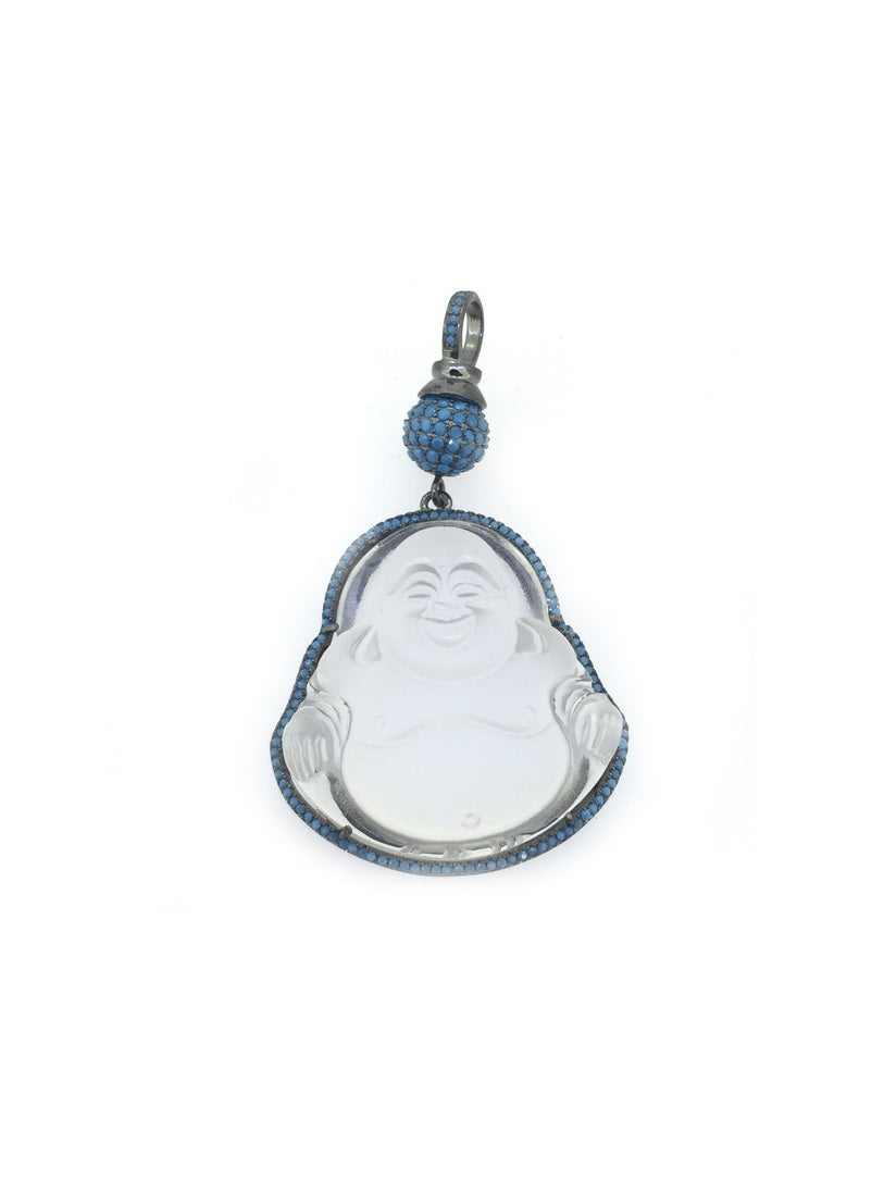 925 Sterling Silver Buddha CZ Large Pendant