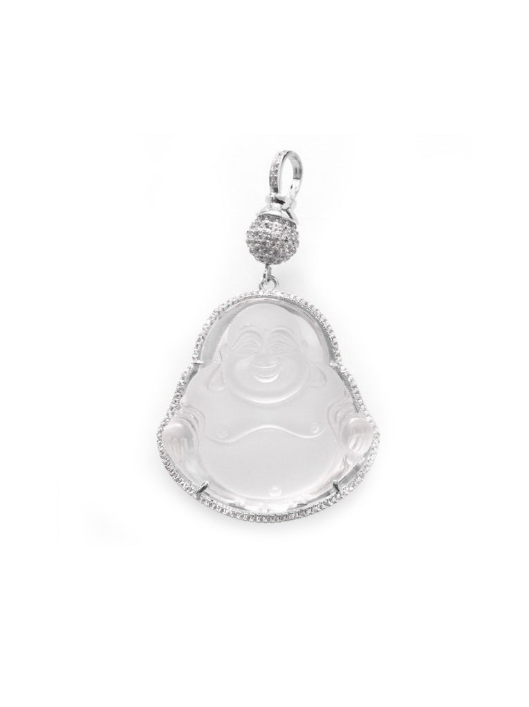 925 Sterling Silver Buddha CZ Large Pendant