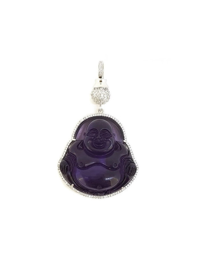 925 Sterling Silver Buddha CZ Large Pendant