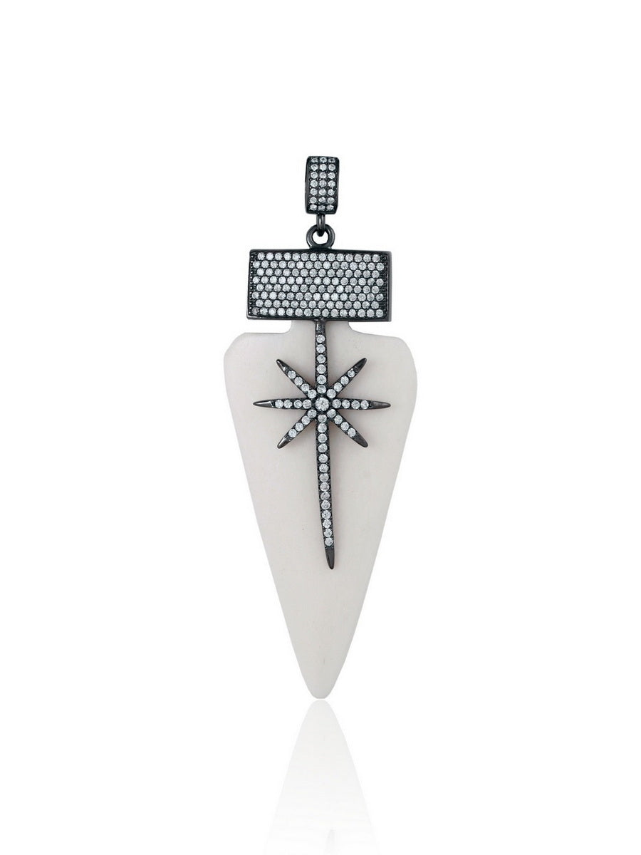 925 Sterling Silver CZ Star & Bone Pendant