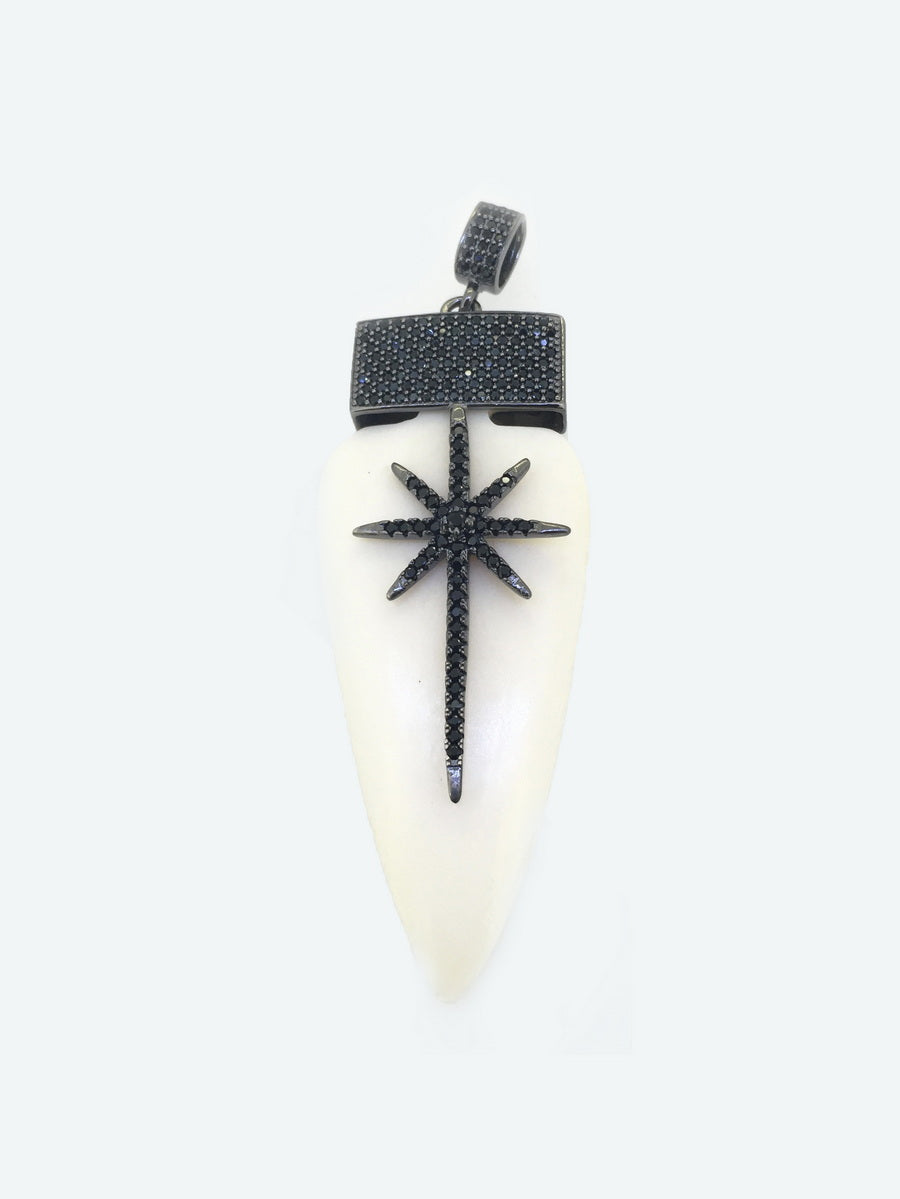 925 Sterling Silver CZ Star & Bone Pendant