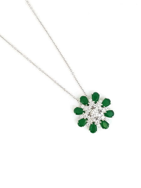 925 Sterling Silver Flower CZ Pendant
