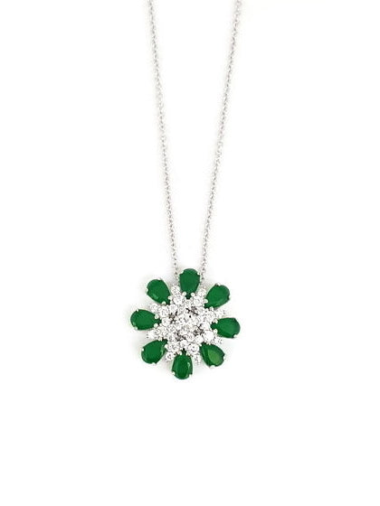 925 Sterling Silver Flower CZ Pendant