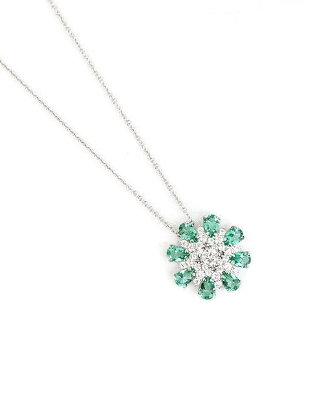 925 Sterling Silver Flower CZ Pendant