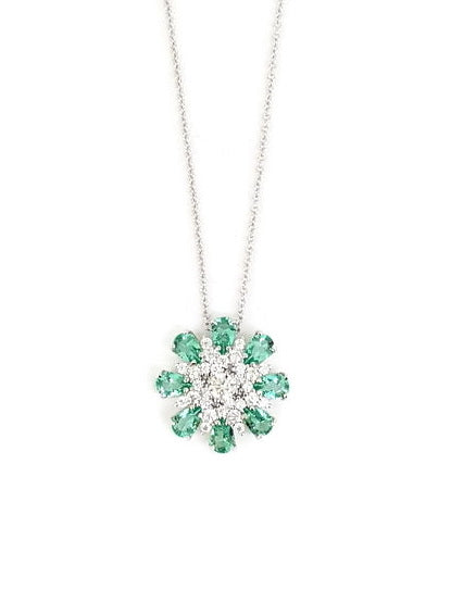 925 Sterling Silver Flower CZ Pendant