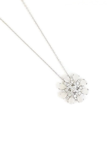 925 Sterling Silver Flower CZ Pendant
