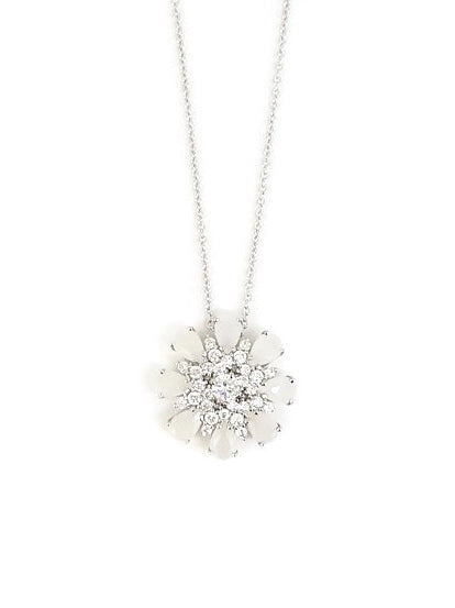925 Sterling Silver Flower CZ Pendant