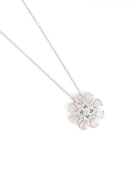 925 Sterling Silver Flower CZ Pendant