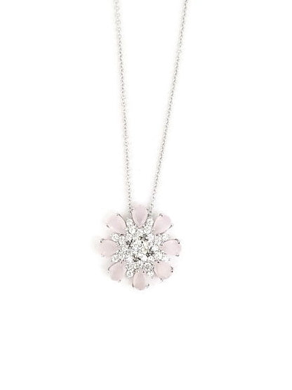 925 Sterling Silver Flower CZ Pendant