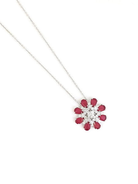 925 Sterling Silver Flower CZ Pendant