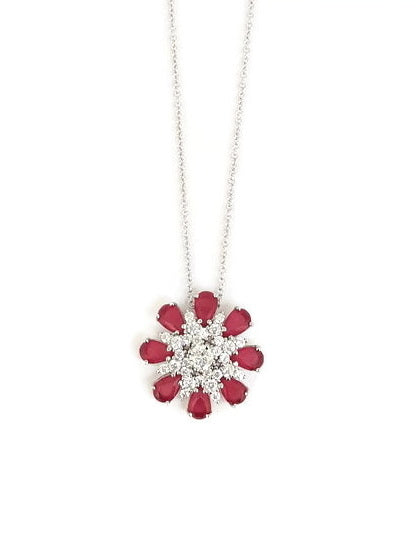 925 Sterling Silver Flower CZ Pendant