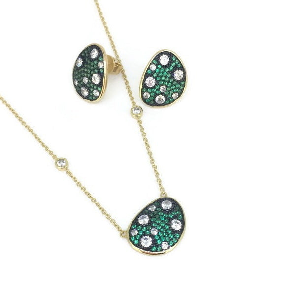 925 Silver 2-Tone Color CZ Necklace