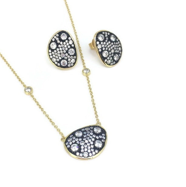 925 Silver 2-Tone Color CZ Necklace