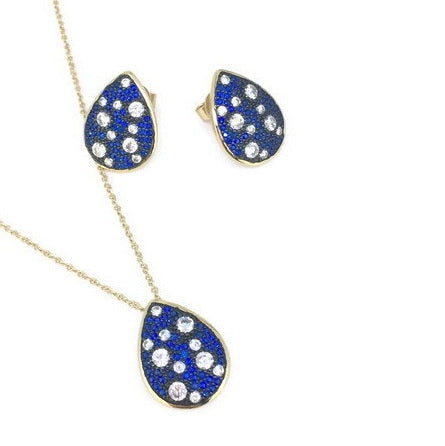 925 Silver 2-Tone Pear Shape CZ Necklace