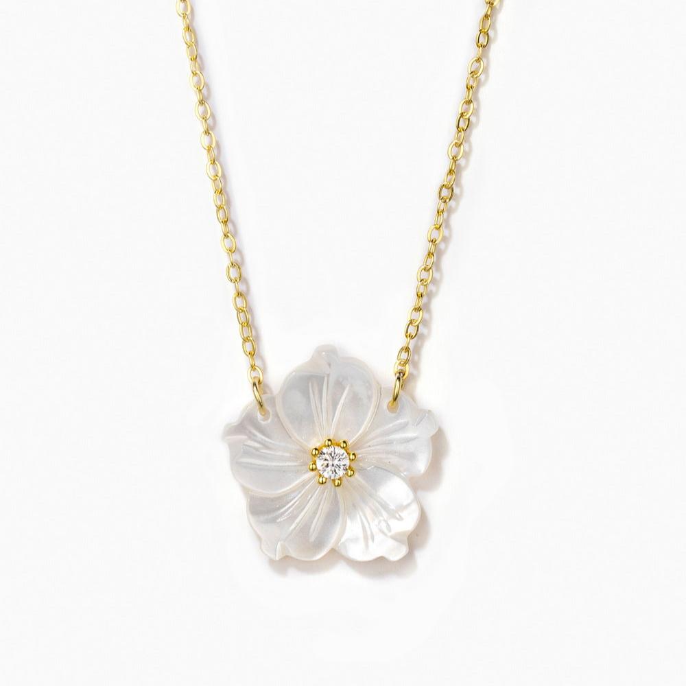 925 Sterling Silver MOP Orchid Flower Necklaces