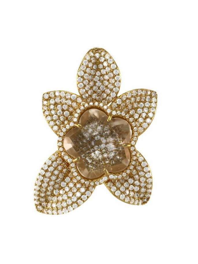 925 Sterling Silver CZ Flower Pendant