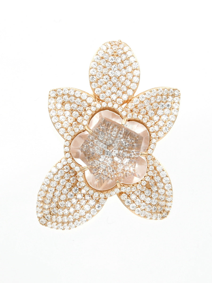 925 Sterling Silver CZ Flower Pendant
