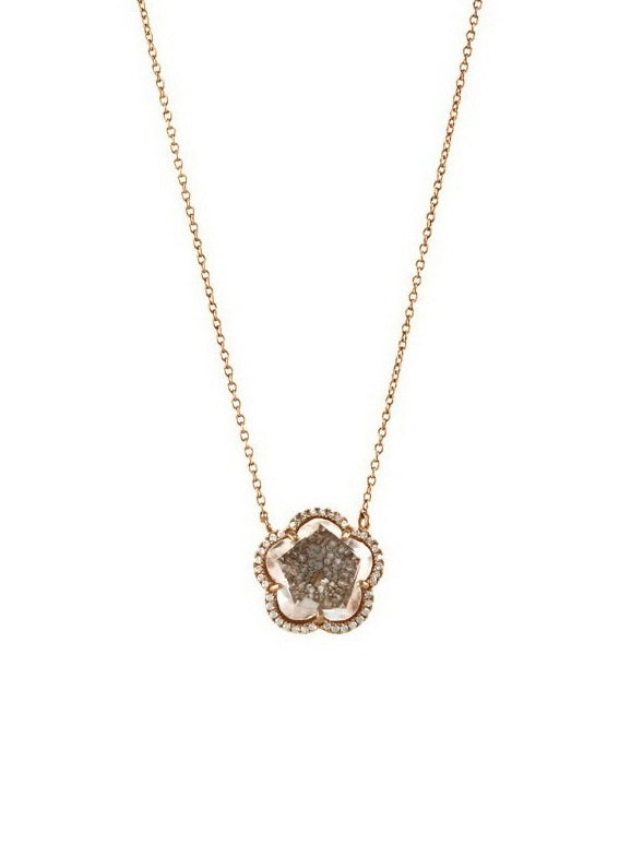 925 Sterling Silver Clear Crystal Flower Necklace