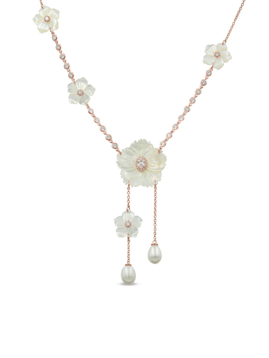 925 Sterling Silver Flower Mother of Pearl Pendants