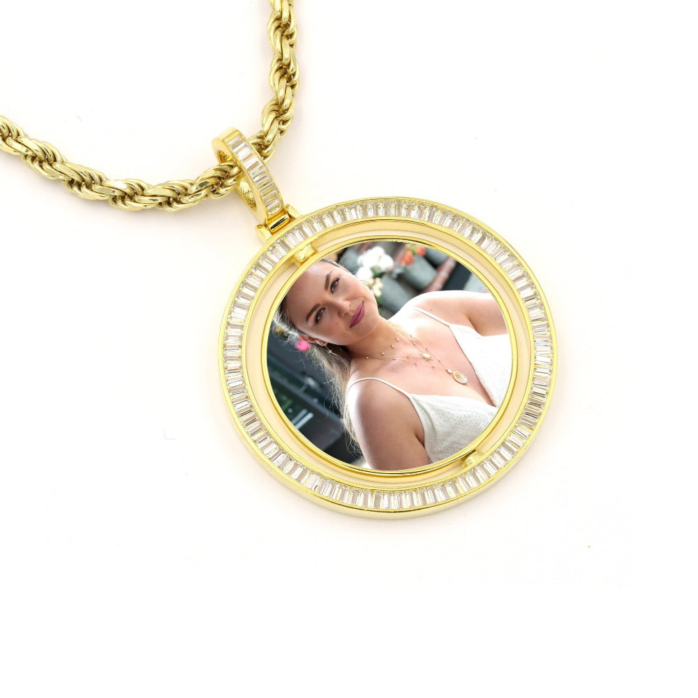 Photo Size 20/25/30mm Sterling Silver Customize Memory Pendant+Free Chain