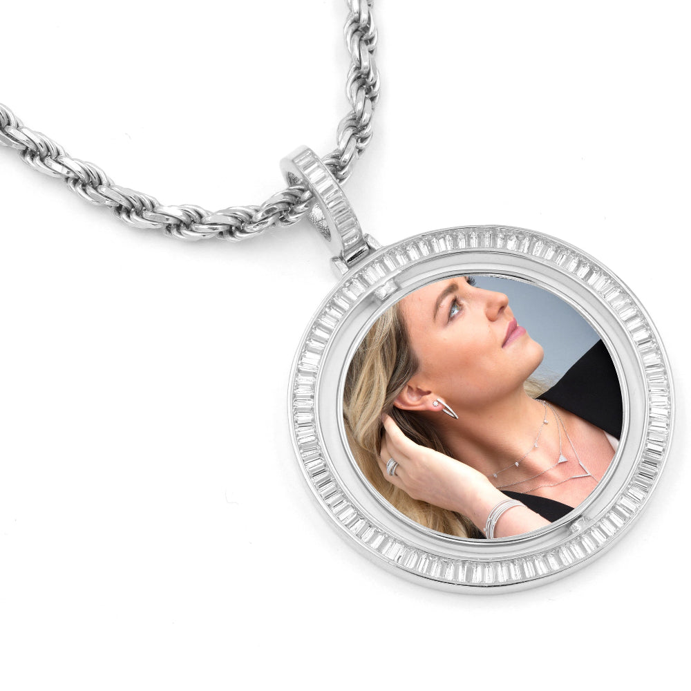 Photo Size 20/25/30mm Sterling Silver Customize Memory Pendant+Free Chain