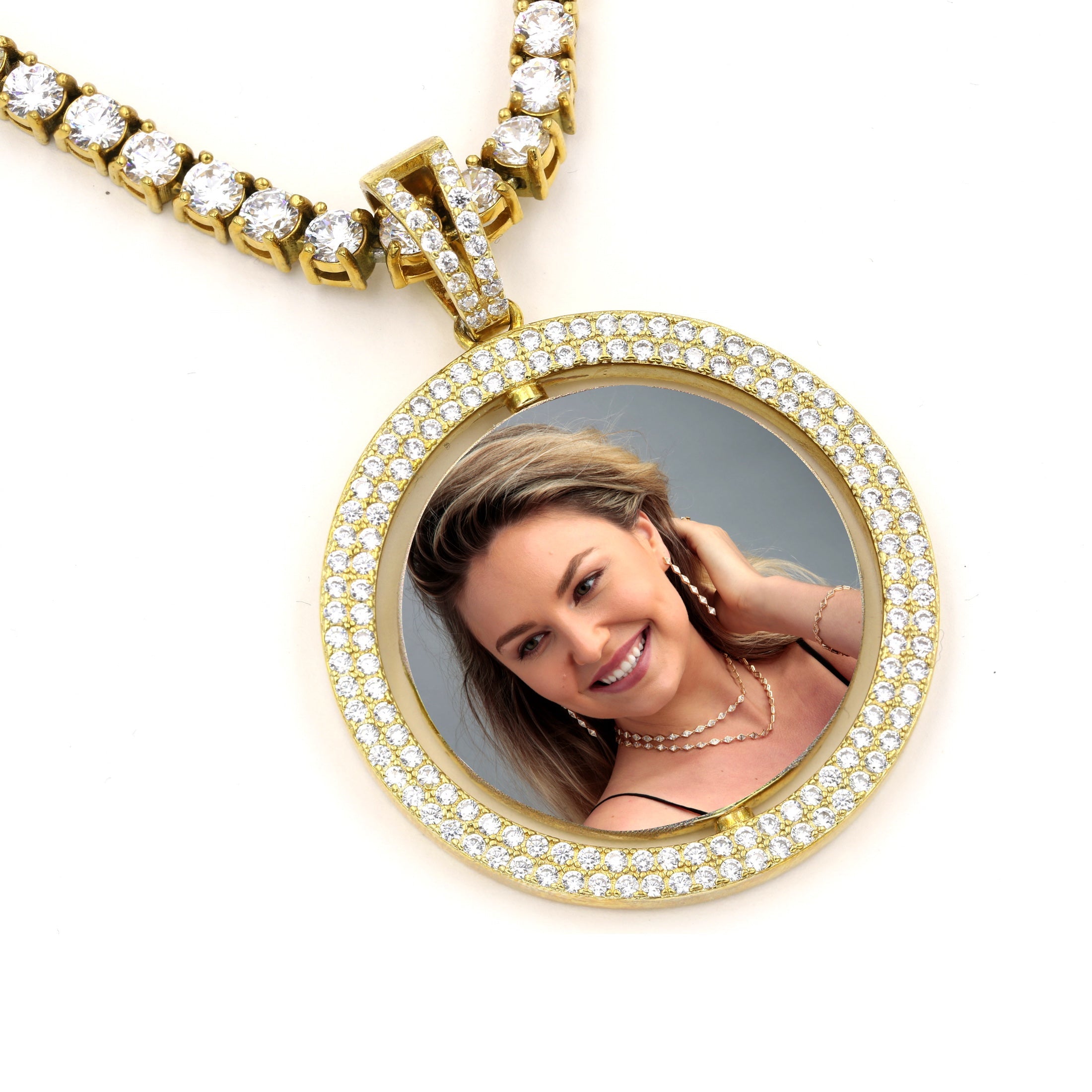 Photo Size 20/25/30mm Sterling Silver Customize Memory Pendant+Free Chain