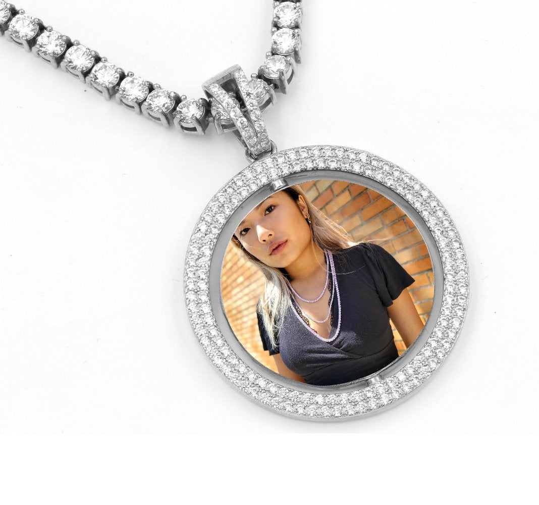 Photo Size 20/25/30mm Sterling Silver Customize Memory Pendant+Free Chain